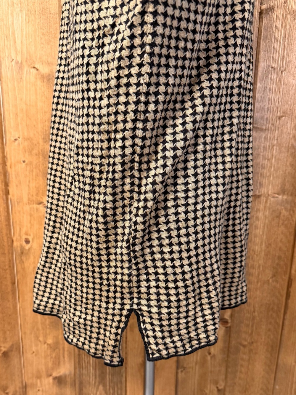Calvin Klein Large Brown Houndstooth Oversized Tunic Lightweight Sweater - Picture 4 of 8